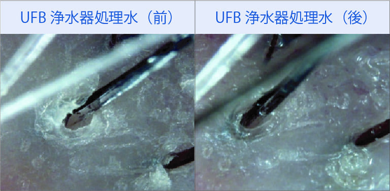 皮脂汚れ洗浄力比較画像-UFB浄水器処理水